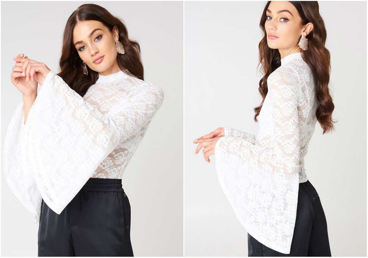 Vit lace topp klockärmar Vit lace topp klockärmar