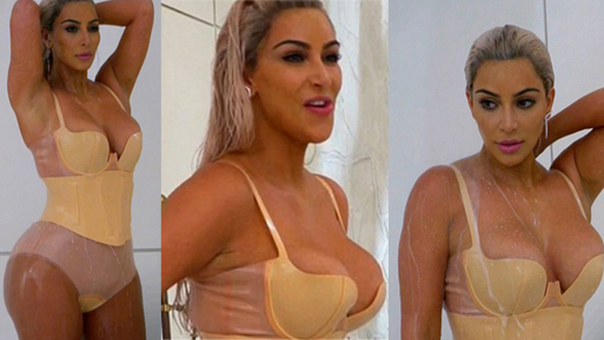 Kim Kardashian under inspelningen av Fergies video.