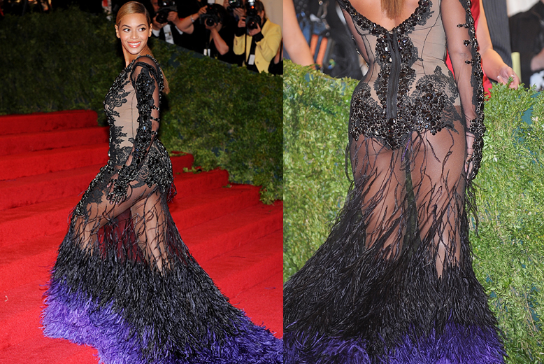 Beyoncé verkade ha slaktat minst 14 strutsar inför den stora galan. Snyggt eller inte?
