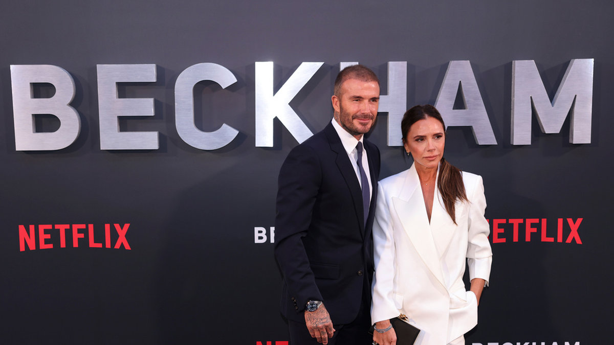 David Beckham och Victoria Beckham bjuder på skratt i dokumentärserien 'Beckham'. Arkivbild.