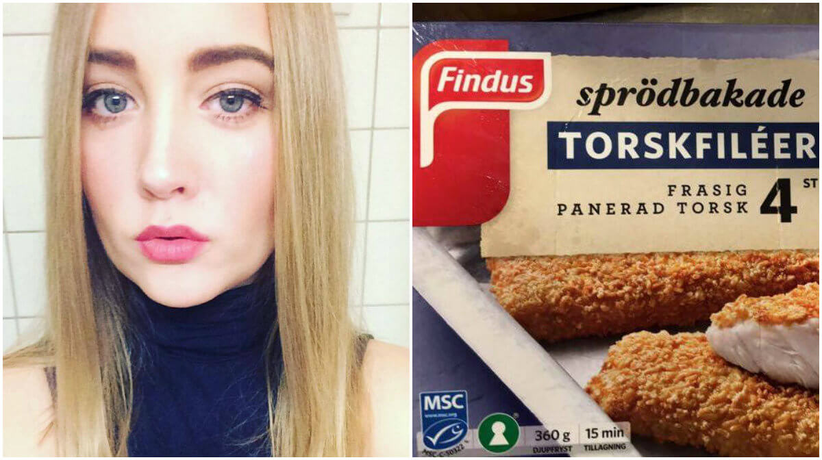 20-åriga Emma-Louise köpte hem torskfiléer av märket Findus.  