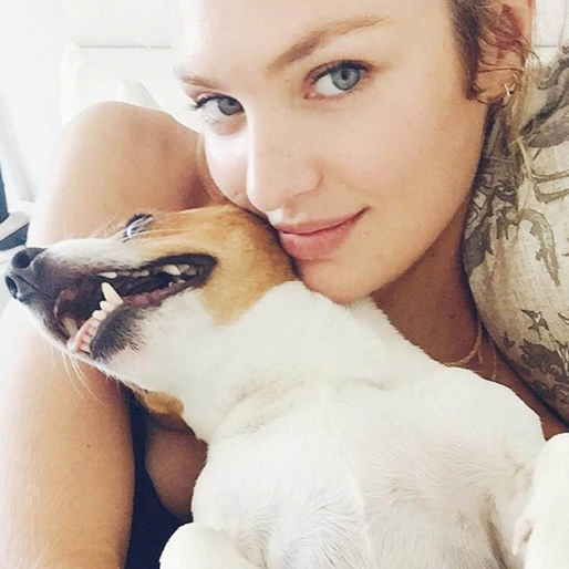 Candice Swanepoel tar en selfie med jycken. Candice Swanepoel tar en selfie med jycken.
