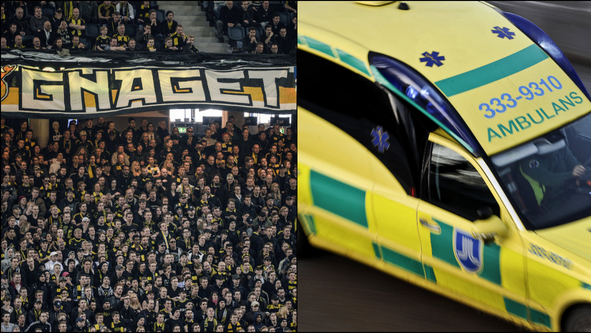 AIK-fans attackerade en ambulans vid lagets hemmapremiär på Friends arena. Med polisens hjälp kunde ambulansen fortsätta utryckningen.