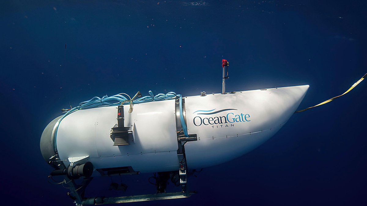 Fem personer försvann i havsdjupet i denna undervattensfarkost, som företaget Oceangate Expeditions använde för att ta turister till Titanics vrak. Arkivbild.