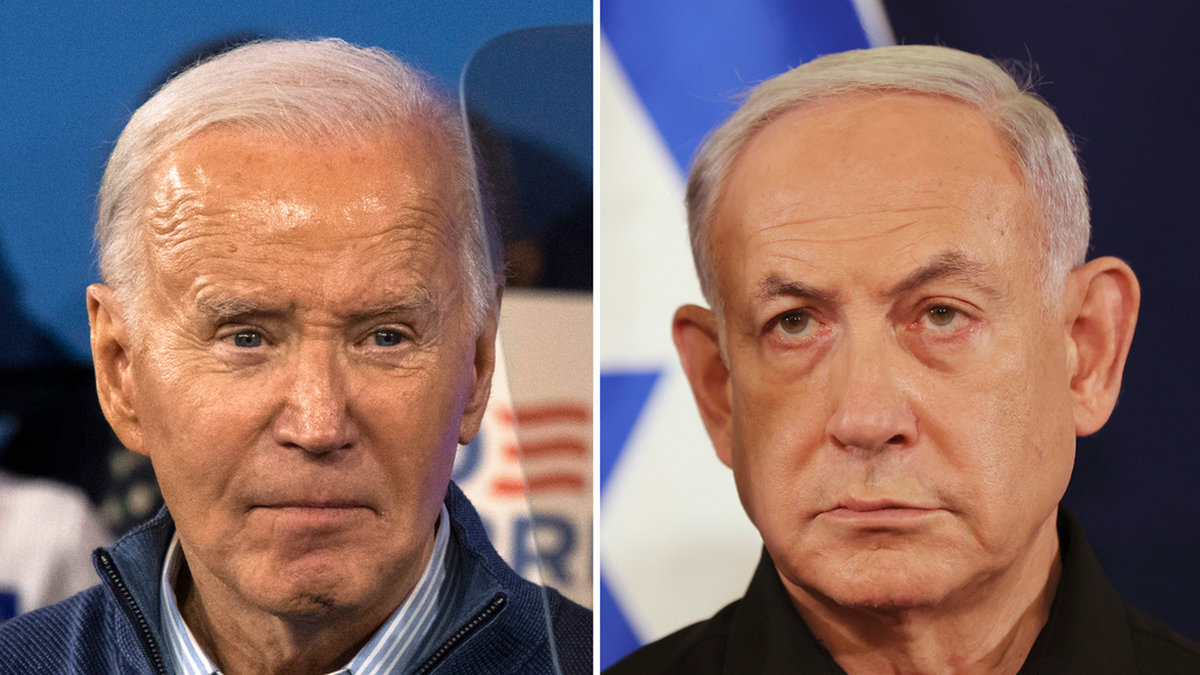 USA:s president Joe Biden och Israels premiärminister Benjamin Netanyahu. Arkivbilder.