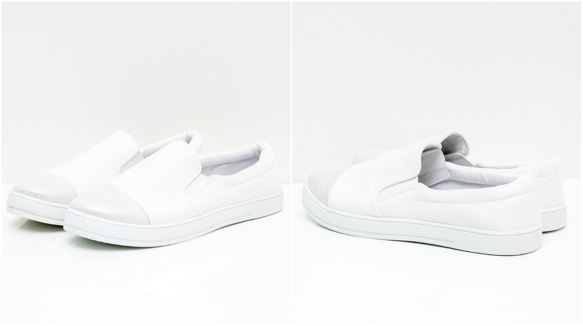 Vita sneakers med glitter fram Vita sneakers med glitter fram