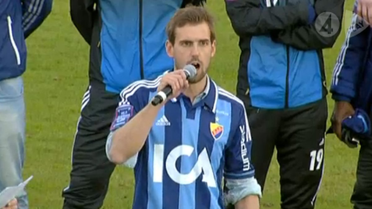 Djurgårdens lagkapten höll tal till fansen innan lördagens match.