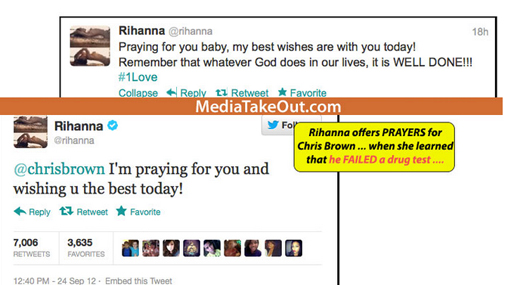 Rihanna skrev peppande tweets till Chris Brown.