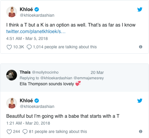 Khloe Kardashians dotters namn Khloe Kardashians dotters namn
