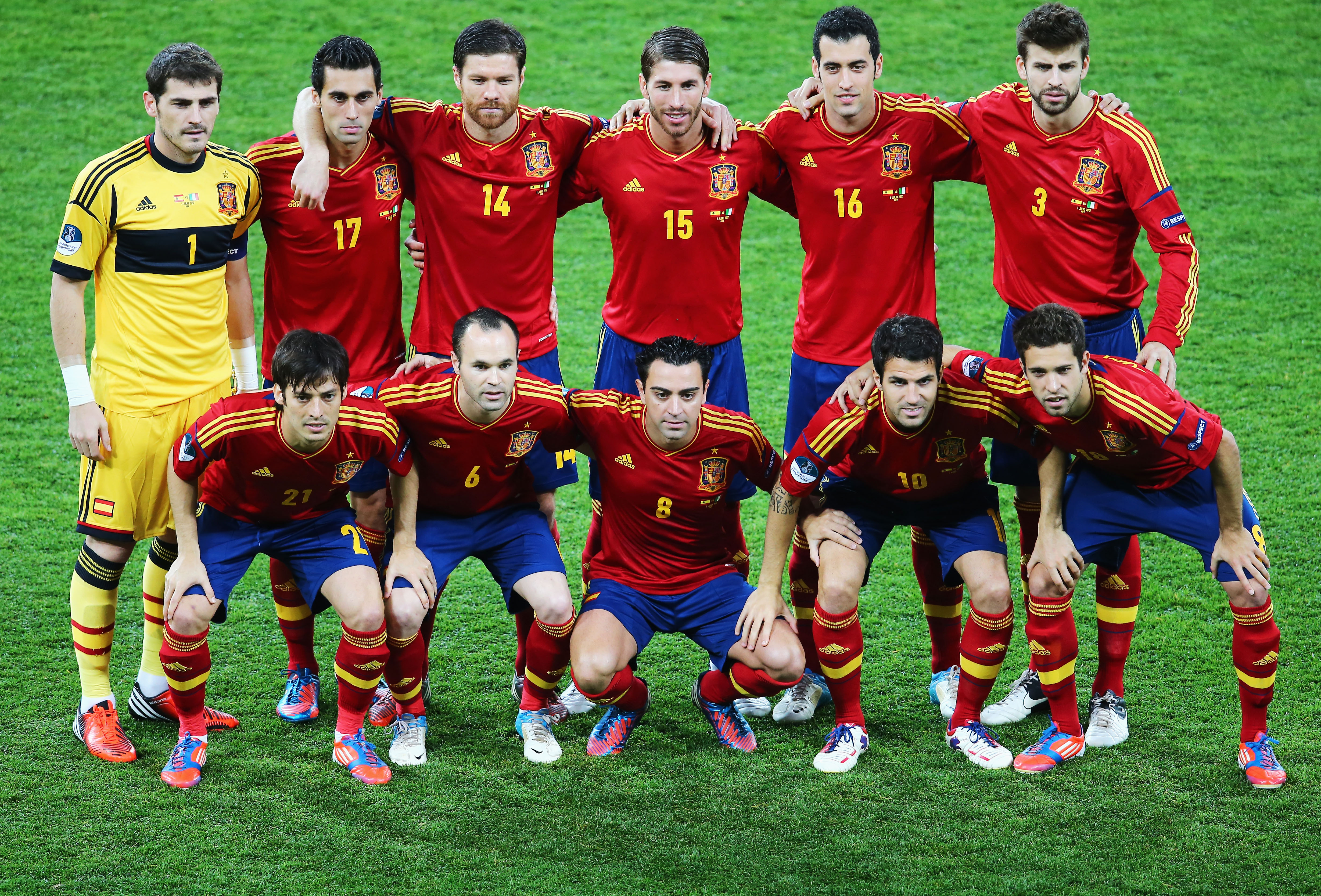 Spaniens startelva, mästarna som spelade det omdiskuterade 4-6-0 i finalen. 