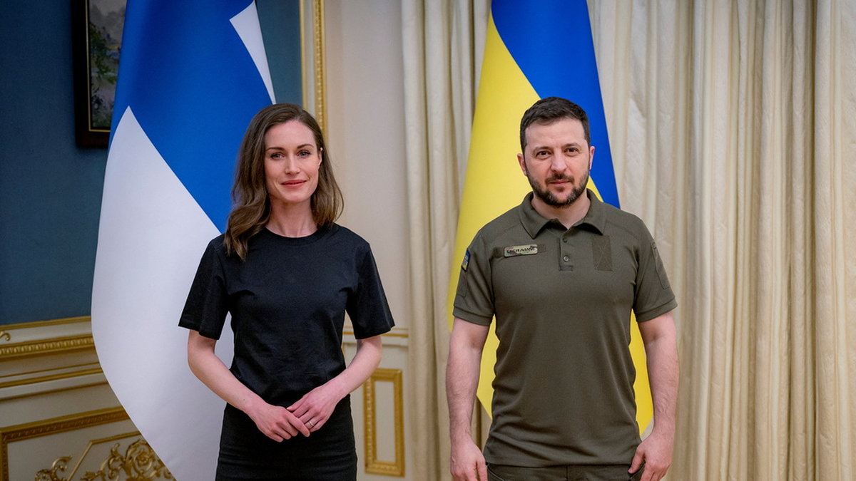 Ukrainas president Volodymyr Zelenskyj och Finlands statsminister Sanna Marin träffades i Kiev på torsdagen.