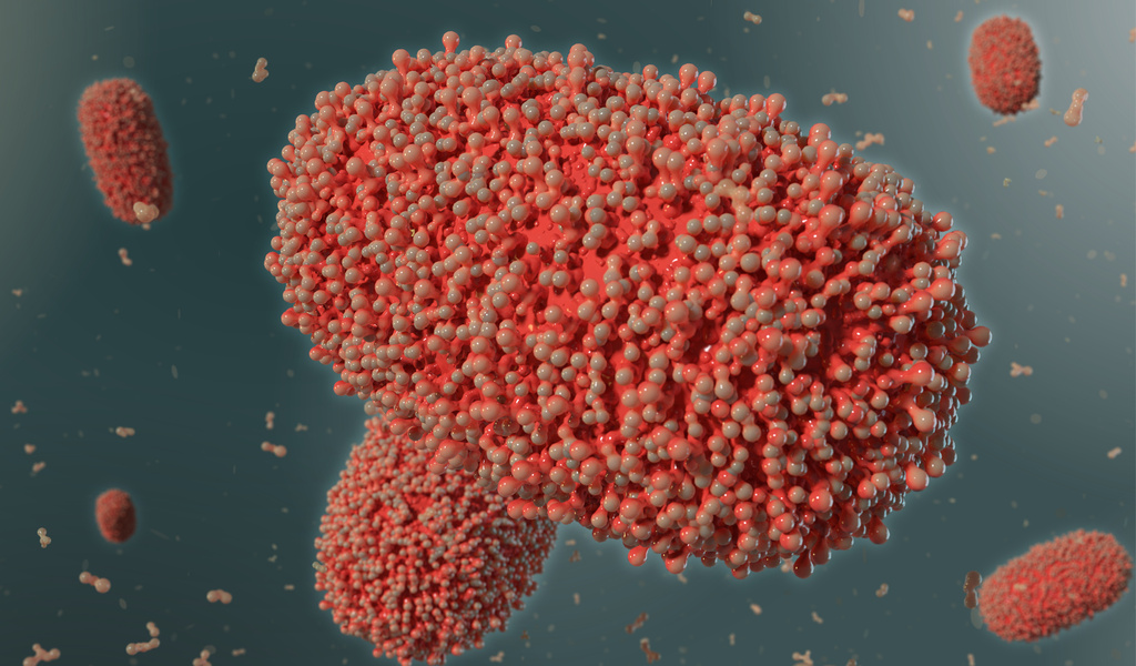 3D-illustration föreställande apkoppsvirus. Arkivbild.