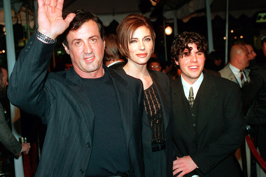 Sylvester Stallone med sin flickvän Jennifer Flavin och sonen Sage 1996.