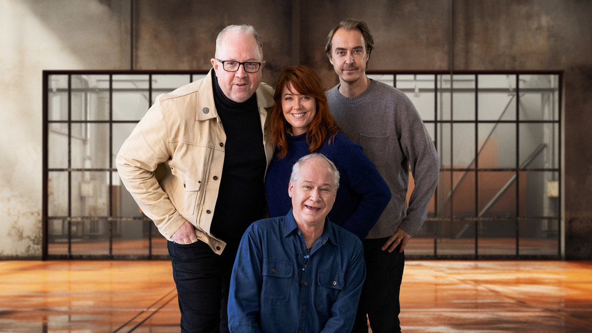 Anders Jansson, Jennie Silfverhjelm, Jonas Karlsson och Robert Gustafsson är redo för inspelningen av nya 'Jönssonligan'. Pressbild.