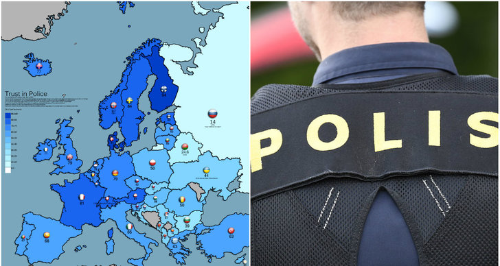 förtroende, Länder, Polisen, Europa
