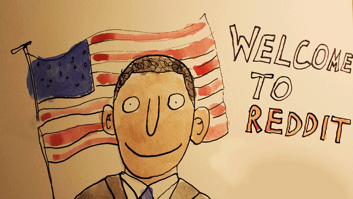 Användaren Shitty_Watercolors välkomsthälsning till presidenten
