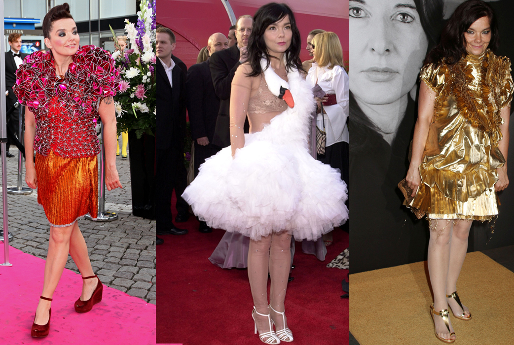 Björk ska ha kredd ändå. I 20 års tid har hon rockat stilen som vi kan kalla för den lilla, lilla Ferrero Rocher-chokladen på röda mattan. Björk ska ha kredd ändå. I 20 års tid har hon rockat stilen som vi kan kalla för den lilla, lilla Ferrero Rocher-chokladen på röda mattan.