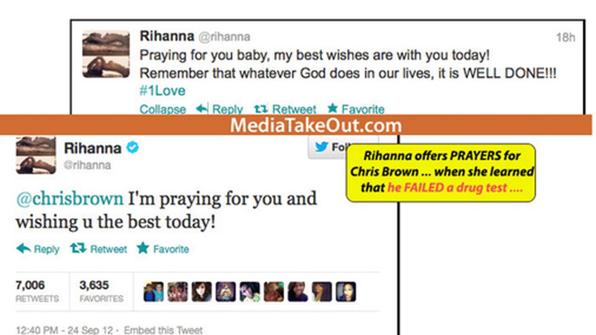 Rihanna skrev peppande tweets till Chris Brown.