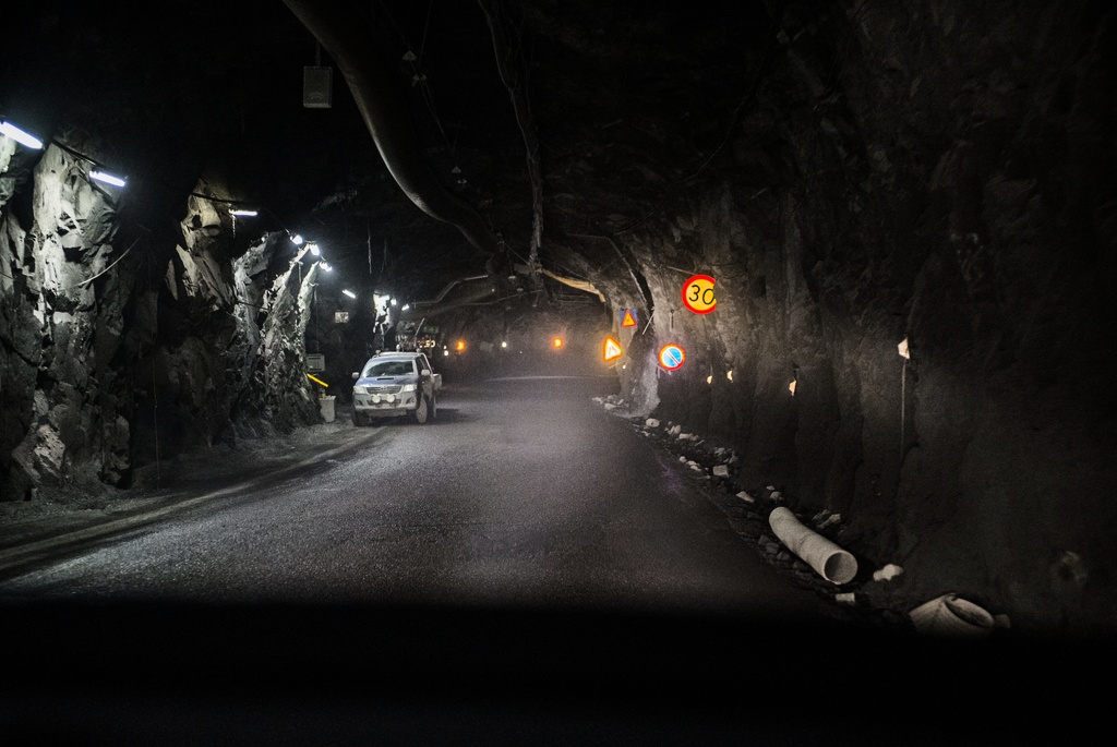 LKAB:s gruva i Kiruna stängdes tillfälligt efter ett jordskalv natten mot fredagen. Arkivbild.