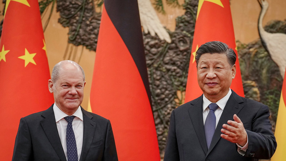 Olaf Scholz och Xi Jinping under ett tidigare möte, i Peking i november 2022.