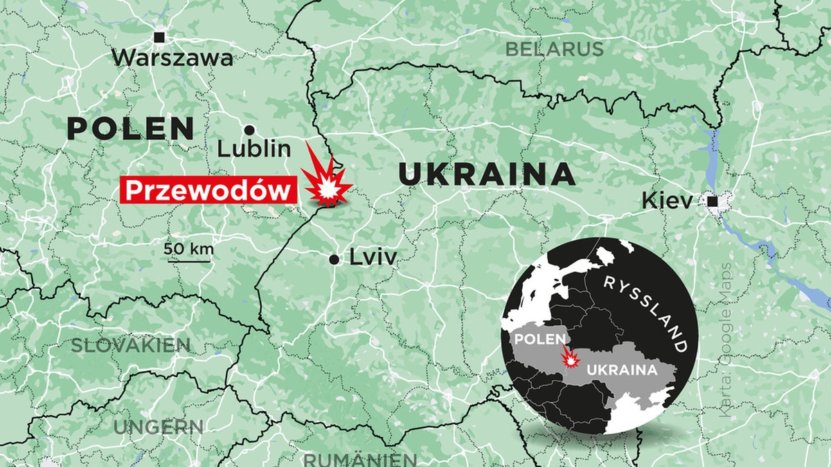 En robot slog under tisdagen ned i Natolandet Polen nära ukrainska gränsen,