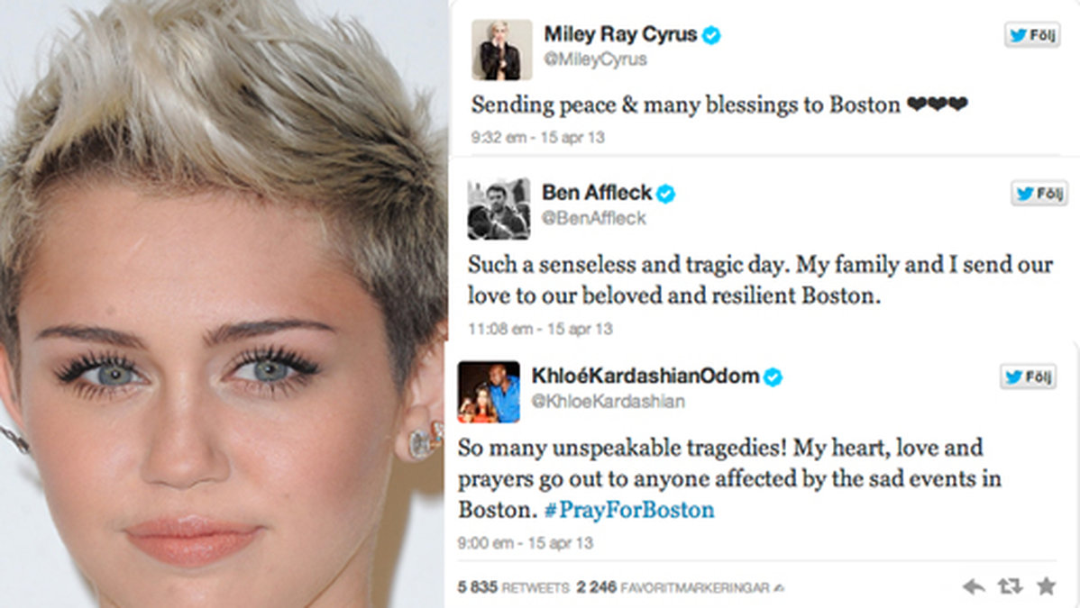 Många kändisar har delat med sig av sina tankar på Twitter. 