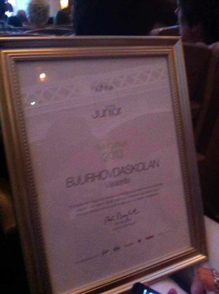 Bjurhovdaskolan vann svinnpriset i White Guide Junior 2013.