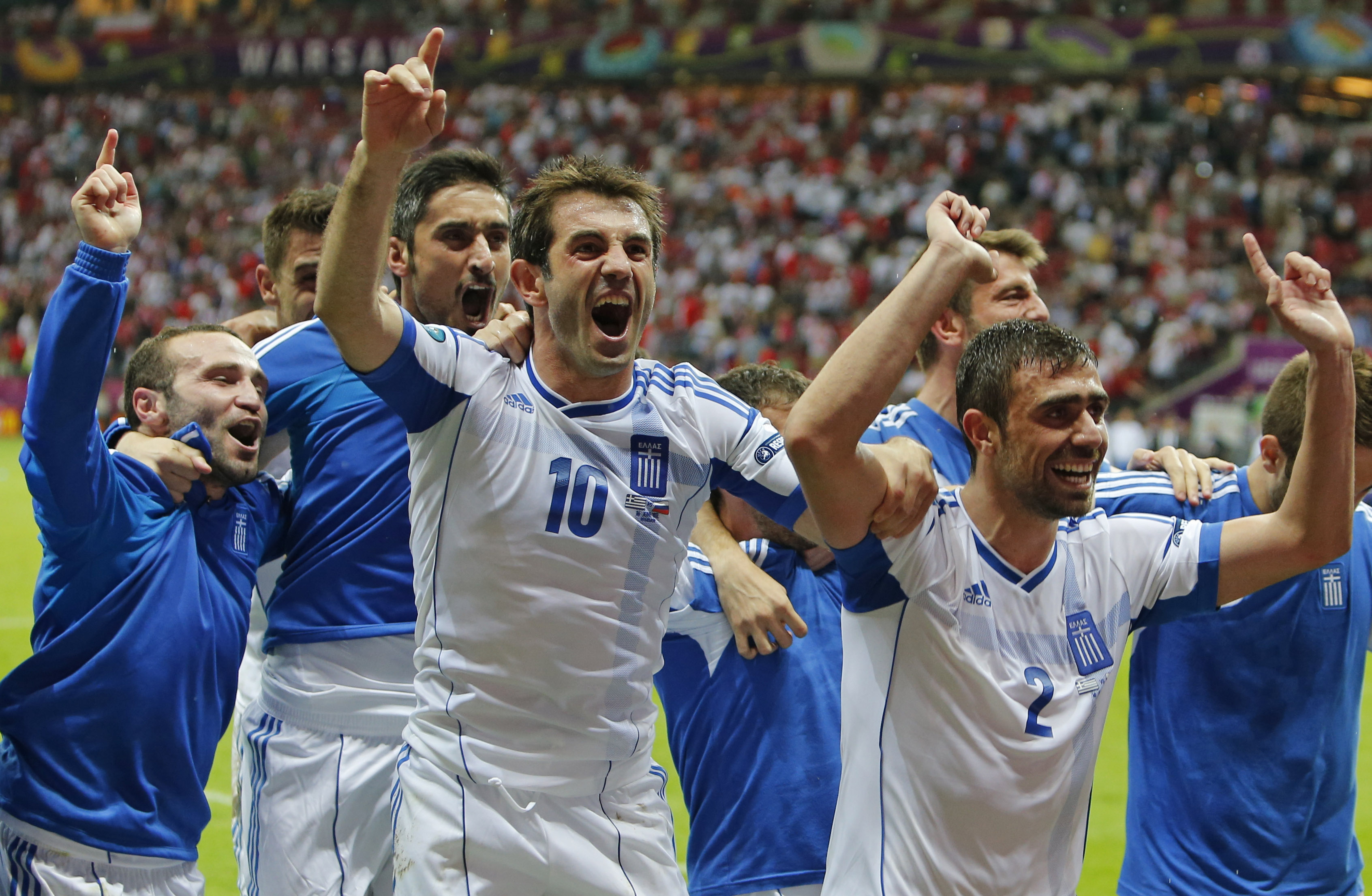 De grekiska spelarna var överlyckliga efter skrällen mot Ryssland. Kan de skrälla igen?