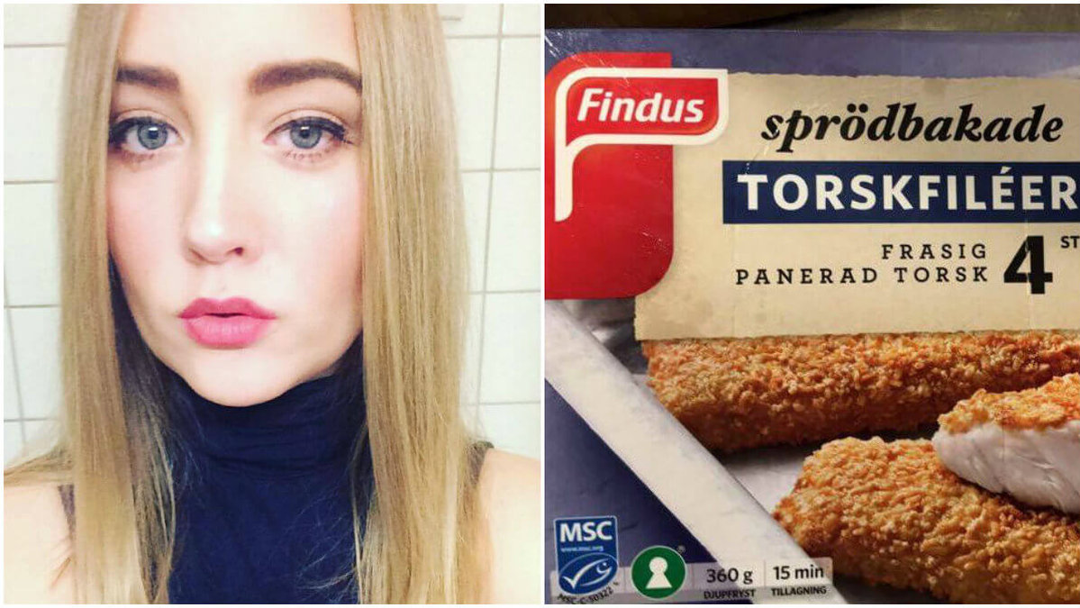 20-åriga Emma-Louise köpte hem torskfiléer av märket Findus.  