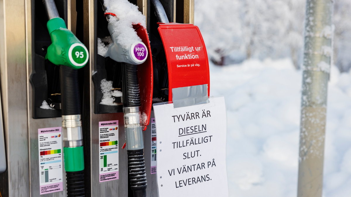OKQ8 i Vittangi i Lappland var en av många mackar runt om i landet som sålde slut på all diesel.