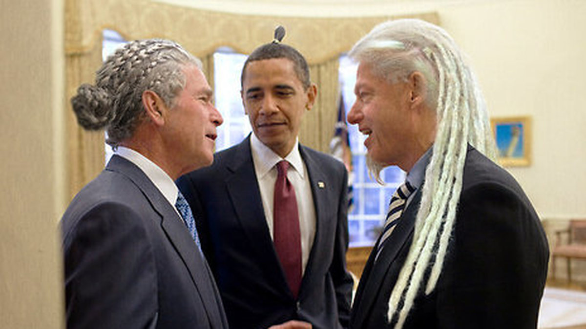Bush, Obama och Clinton har en liten gathering med sina manbuns.