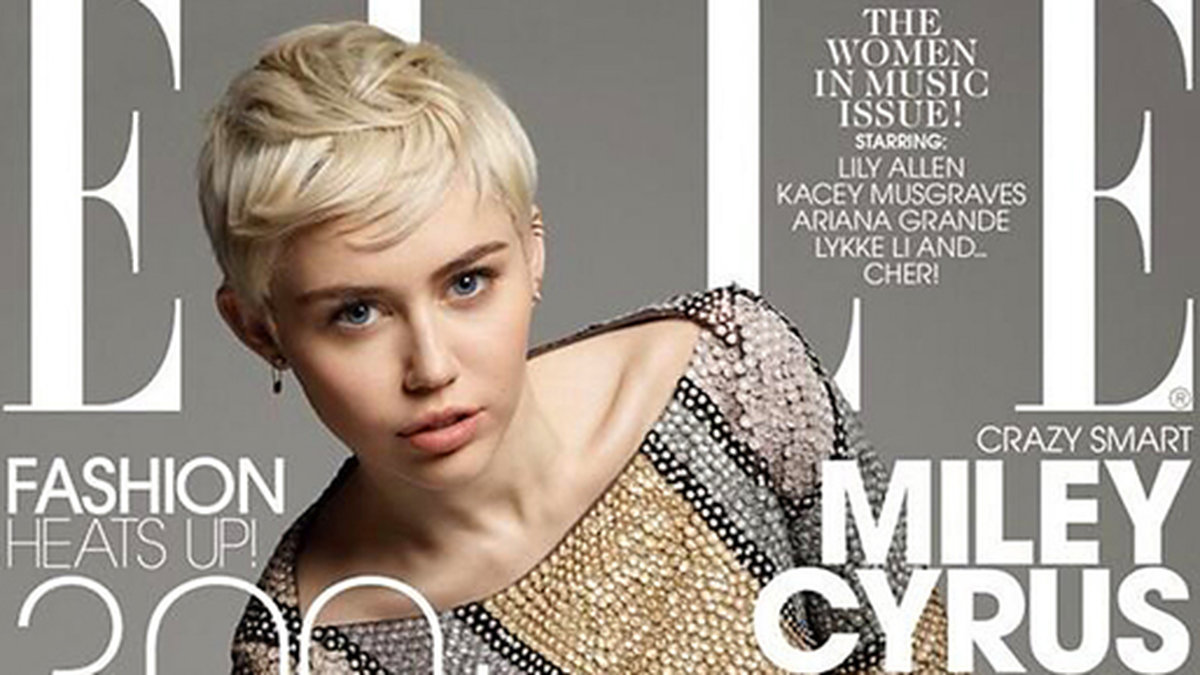 Miley Cyrus på omslaget till Elle.