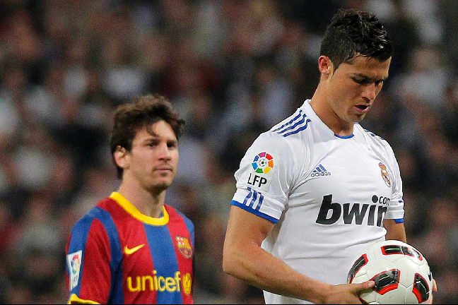 Cristiano Ronaldo och Lionel Messi under den första av fyra "el Clasico" inom loppet av 17 dagar.