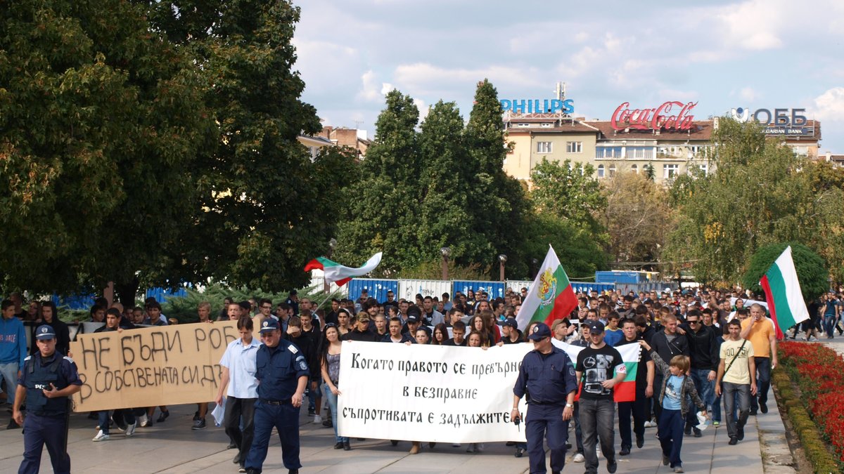 Antiromska protester i Bulgariens huvudstad Sofia, 2011.