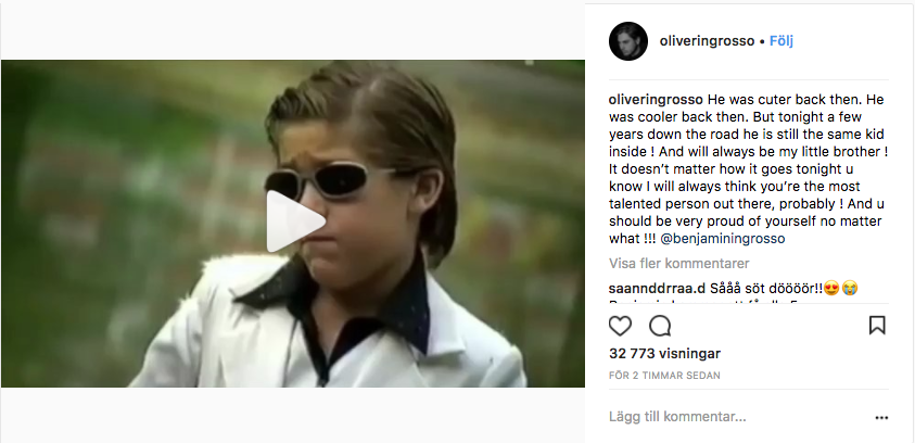 Videon på en ung Benjamin Ingrosso på Oliver Ingrossos Instagram Videon på en ung Benjamin Ingrosso på Oliver Ingrossos Instagram