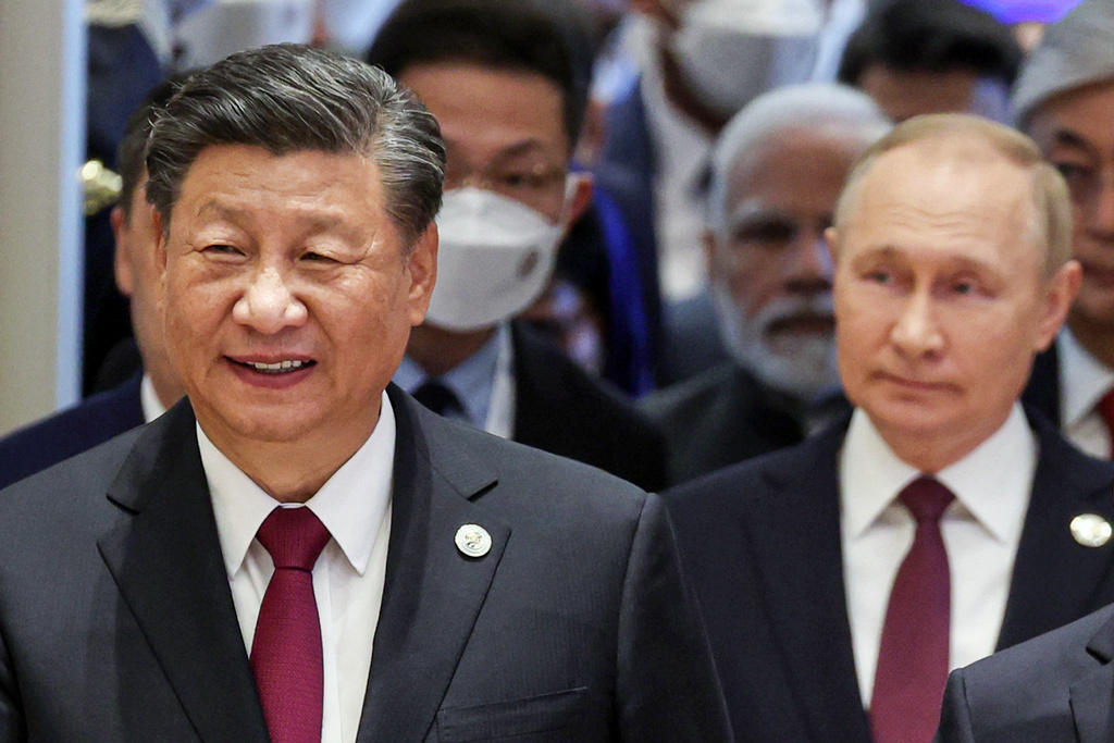 Kinas president Xi Jinping och hans ryske motsvarighet Vladimir Putin under ett toppmöte i uzbekiska Samarkand i september.