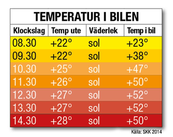 Temperaturer i bilen på en sommardag Temperaturer i bilen på en sommardag