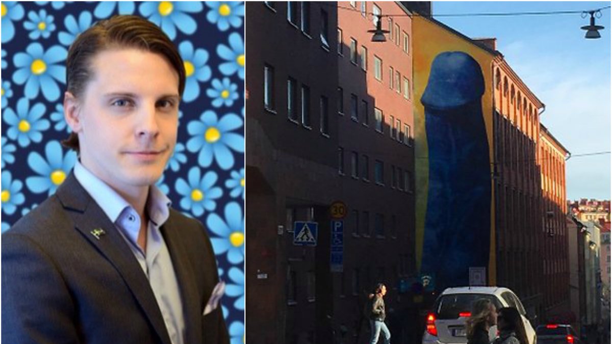 På onsdagsmorgonen syntes en penis på en vägg i Stockholm