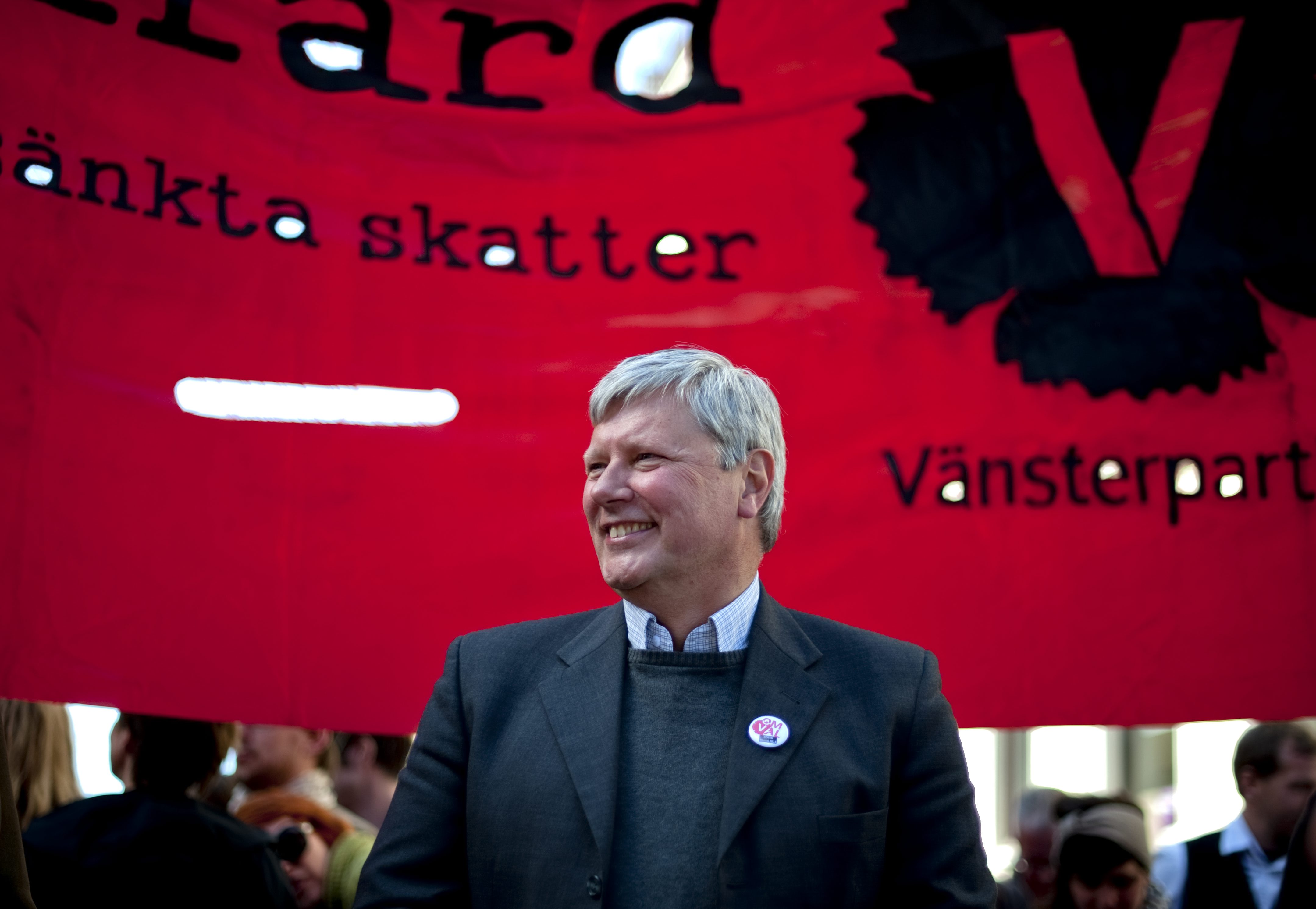 Lars Ohly på marsch för Vänsterpartiet 2011.