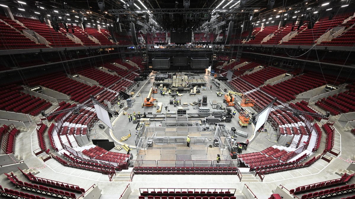 Scenen som ska användas vid Eurovision i Malmö Arena i Hyllie. Arkivbild.