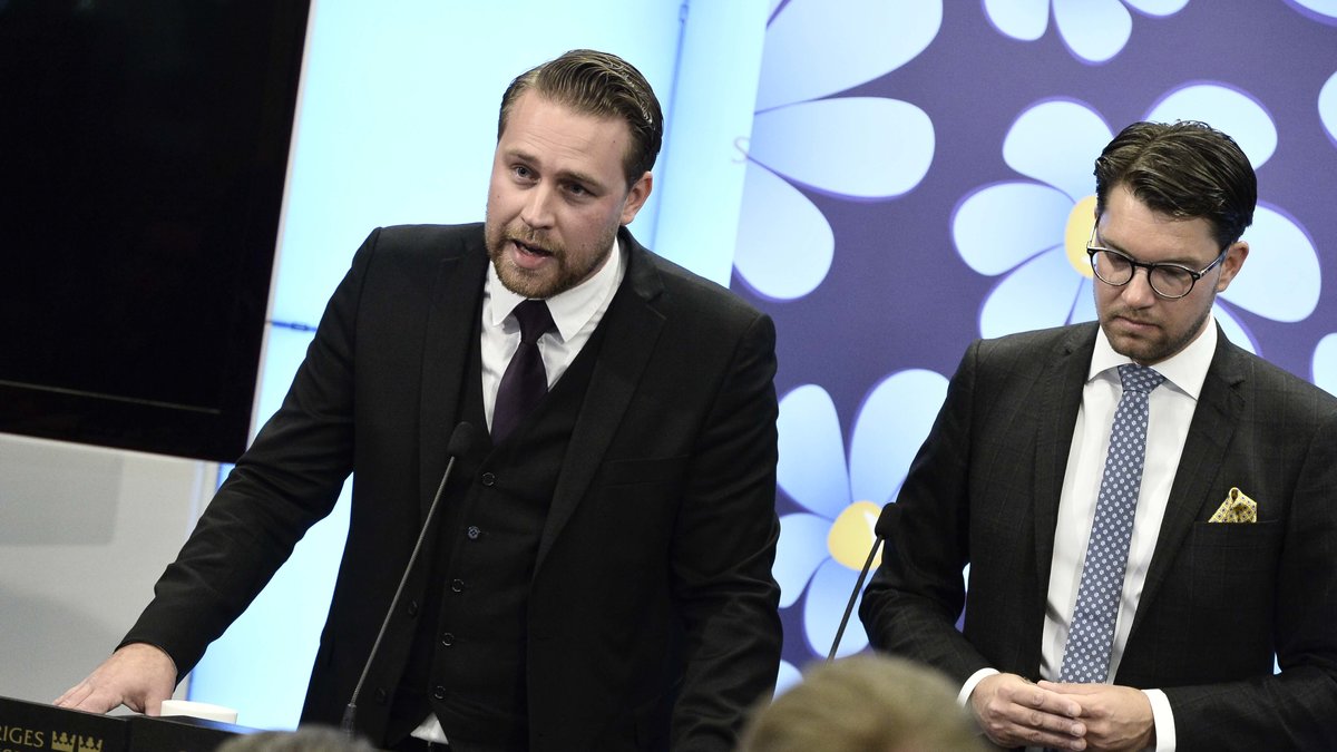 Sverigedemokraternas gruppledare Mattias Karlsson och partiets partiledare Jimmie Åkesson.