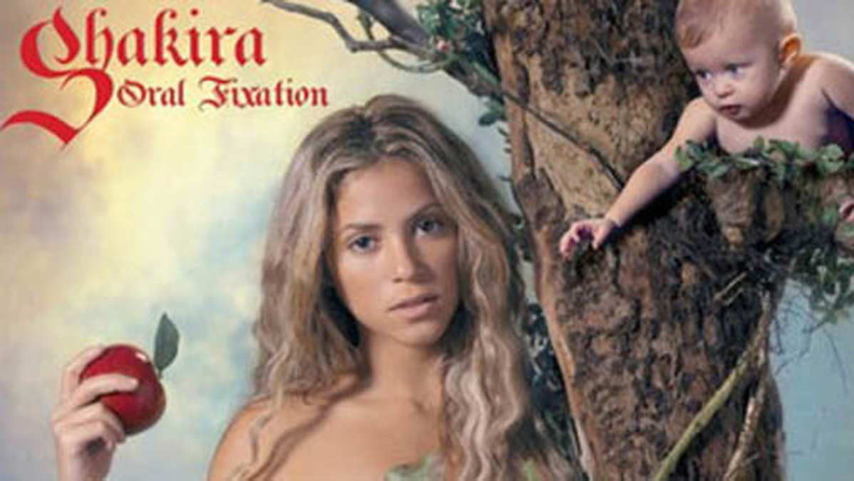 Shakira suktar ett spädbarn med ett äpple. Inte världens mest lyckade omslag, anser NME.