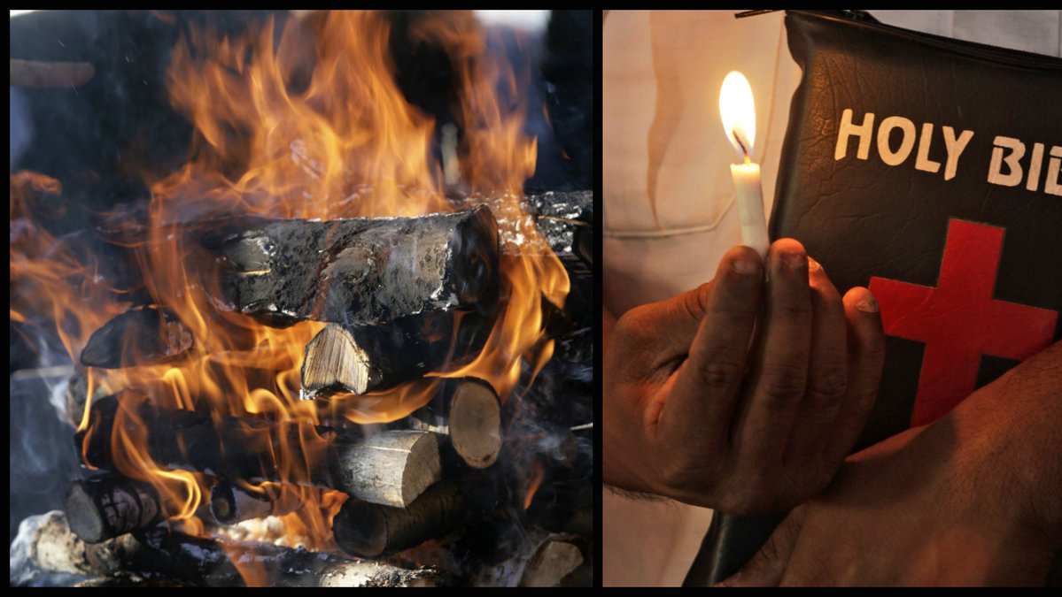 På torsdagsmorgonen hittades brännskadade bibelsidor utanför en kyrka i Sundsvall.