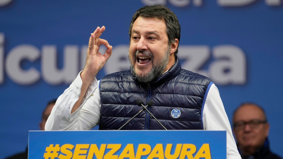 Italiens infrastrukturminister Matteo Salvini, som leder det italienska extremhögerpartiet Lega Nord. Arkivbild.