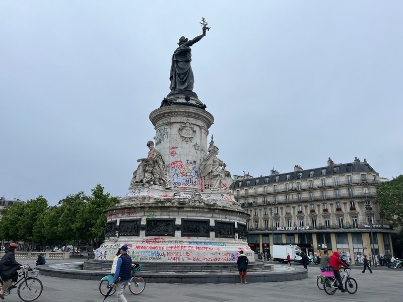 Place de la République i centrala Paris är hemvist för otaliga demonstrationer och protester varje år.