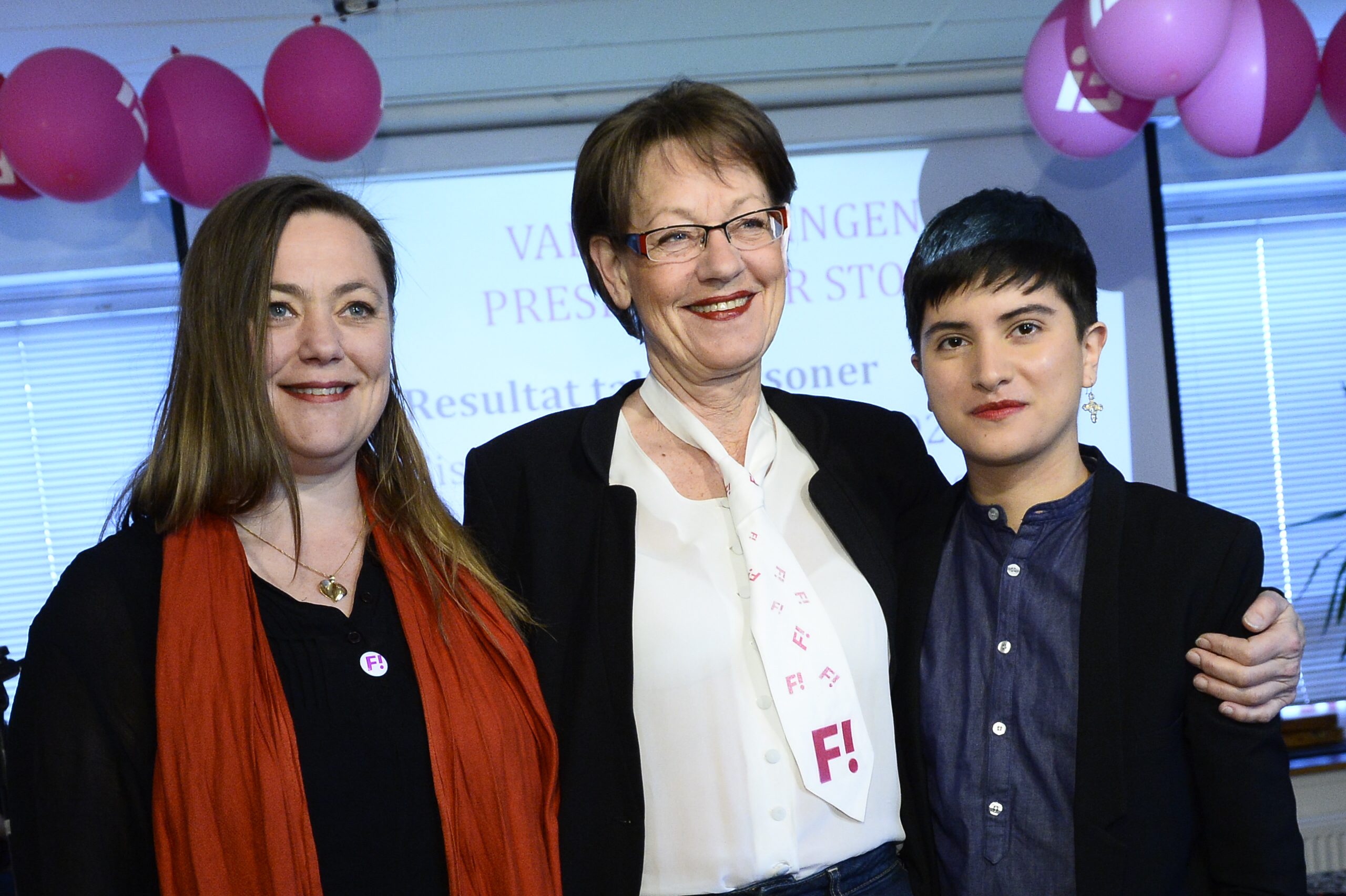Fi:s tre talespersoner: Stina Svensson, Gudrun Schyman och Sissela Nordling Blanco.