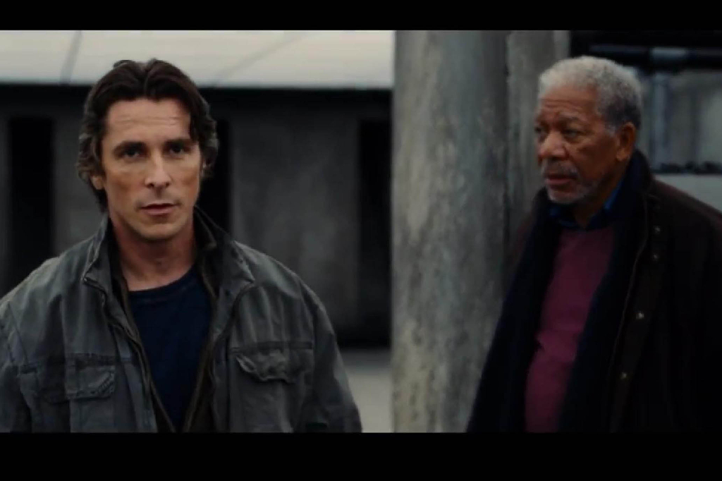 Christian Bale och Morgan Freeman i The Dark Knight