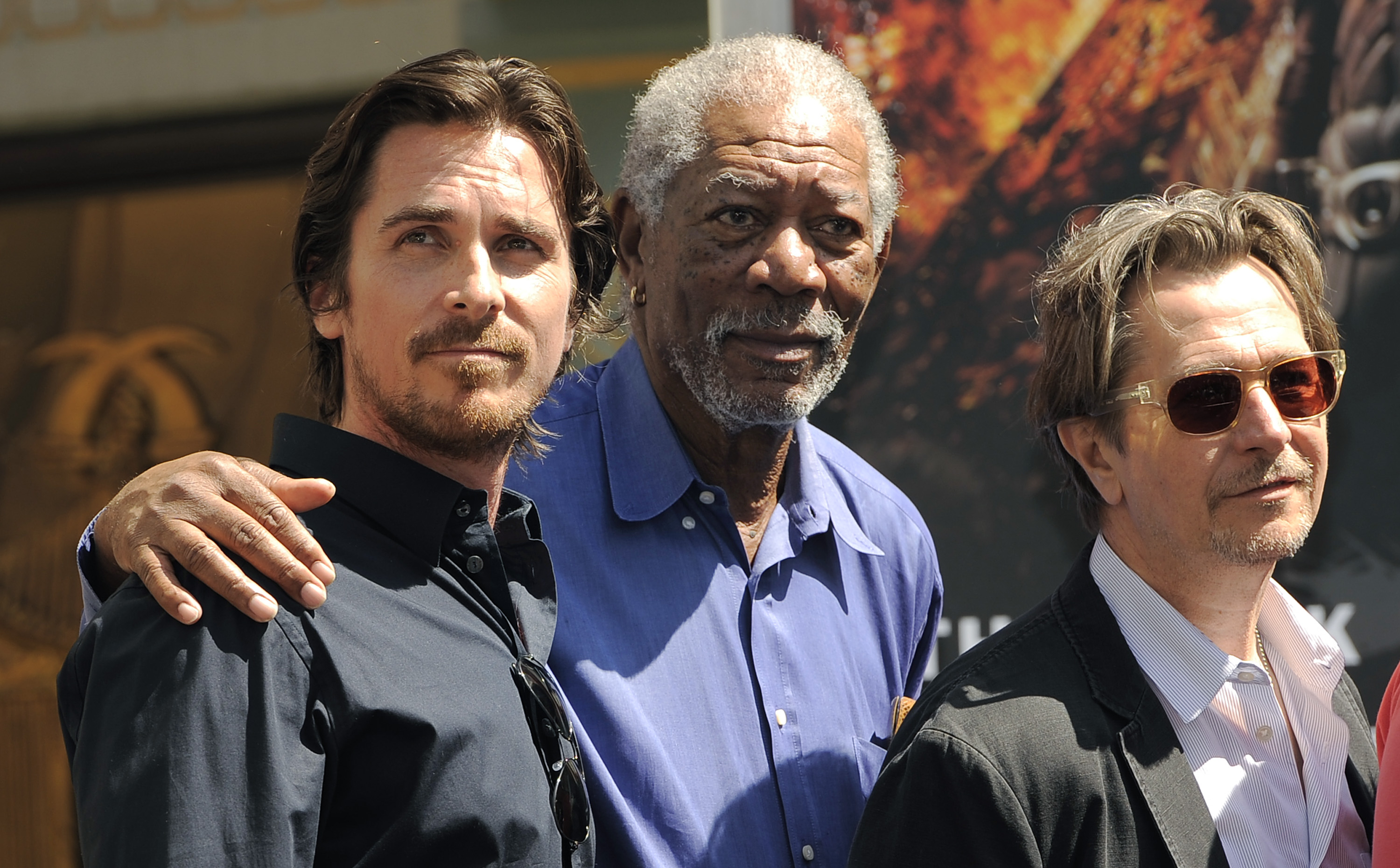 Christian Bale, Morgan Freeman och Gary Oldman.