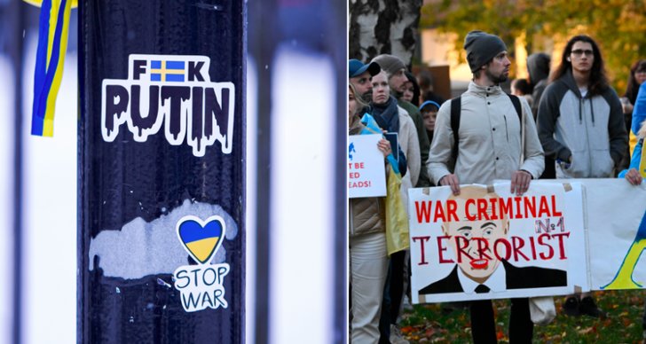 Stockholm, Kriget i Ukraina, Vladimir Putin, Ryssland, Protest, ryska ambassaden
