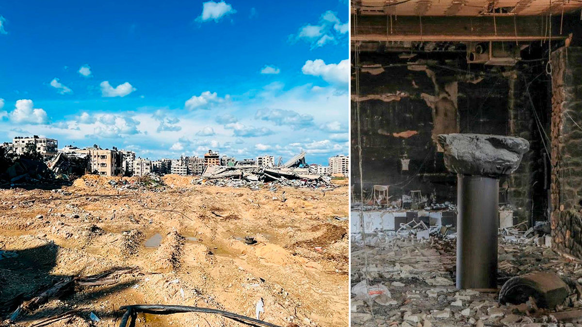 Det första arkeologiska museet i Gaza har totalförstörts och tusentals historiska skatter har gått förlorade. Pressbilder.